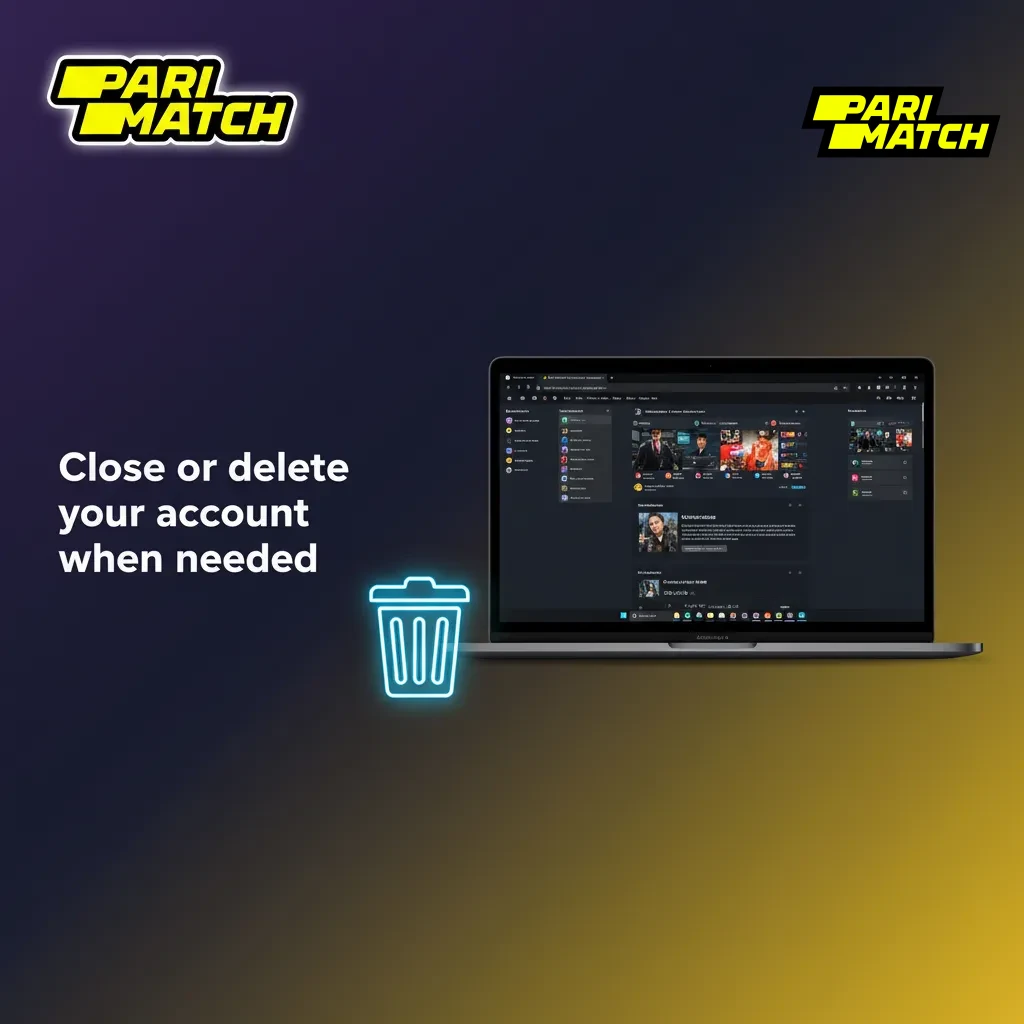 Delete Parimatch App account: choose temporary suspension or permanent deletion.