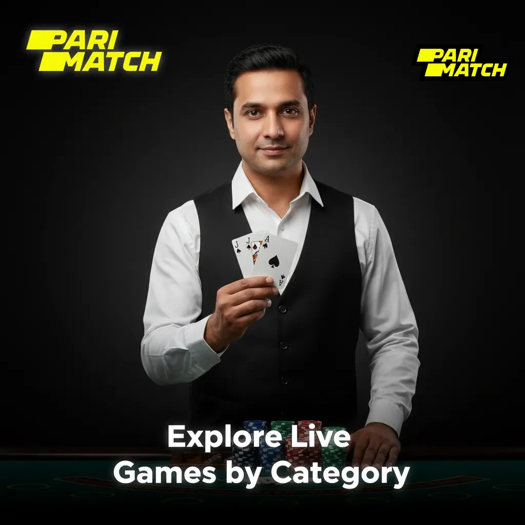 The Parimatch gambling app features a live casino lobby with category tiles and over 200 tables from Evolution, Pragmatic Play and Ezugi.