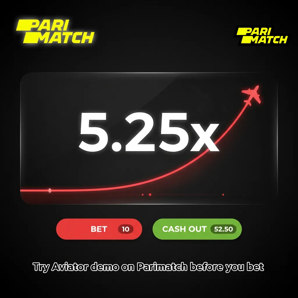 Parimatch Aviator app demo interface with rising multiplier, virtual credits, Auto Cash Out, and double bet options.