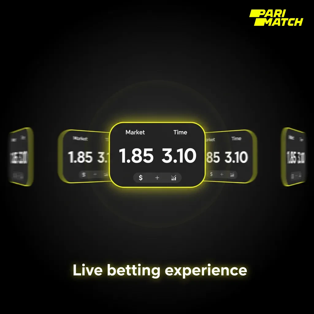 Multi-device live betting UI showing dynamic odds, key stats, cash out, and icons for cricket, football, tennis, and more.