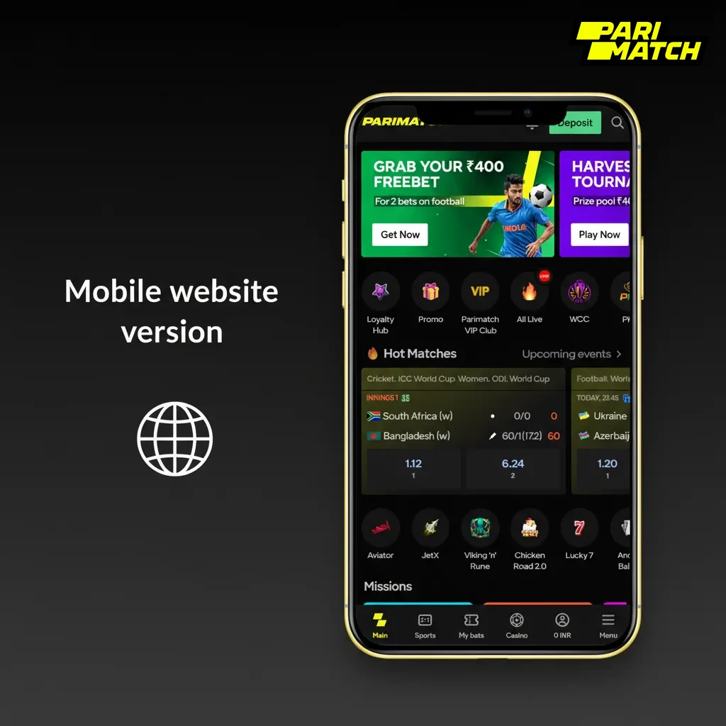 Smartphone screen showing a fast, one-hand mobile betting site with INR UPI payments, live tables, chat, and promos.