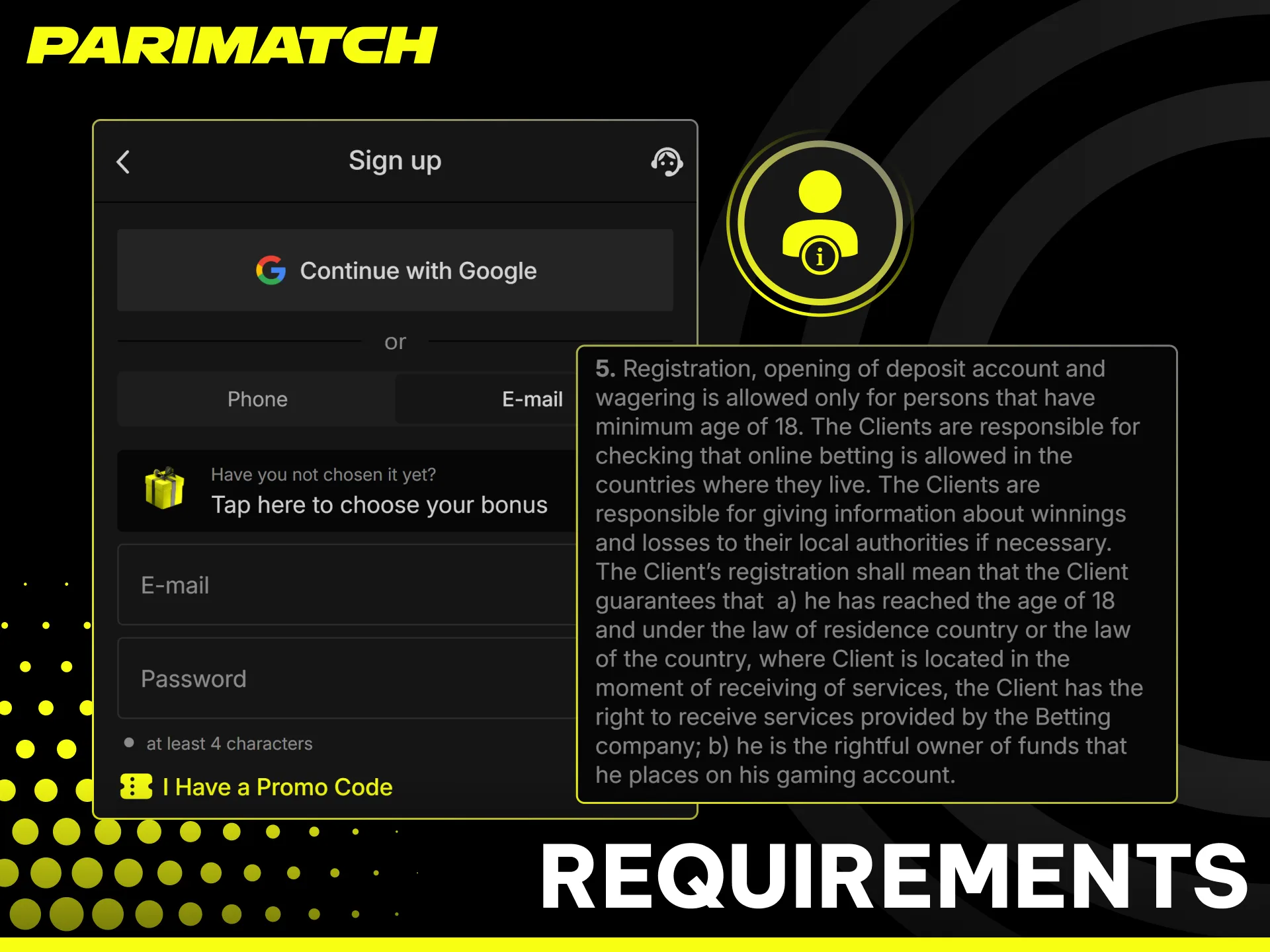 Check the official registration rules before creating your Parimatch account.