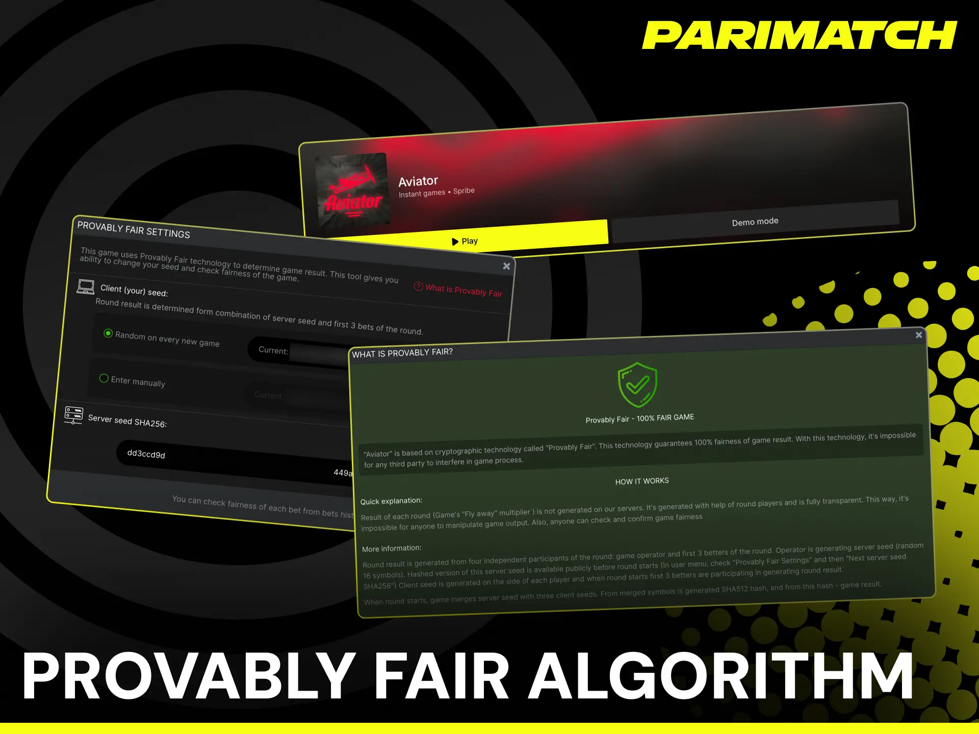 Provably fair algorithm in Aviator on Parimatch India ensuring transparent and random results.