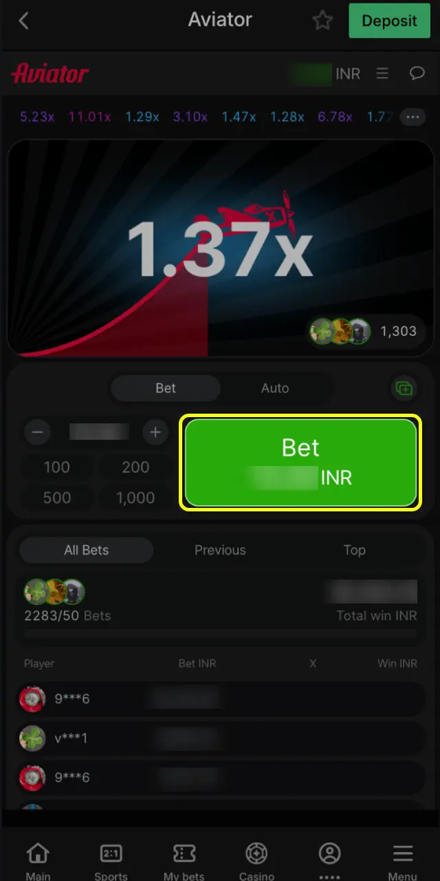 Set your stake from ₹10 on Parimatch India Aviator and cash out before the plane crashes.