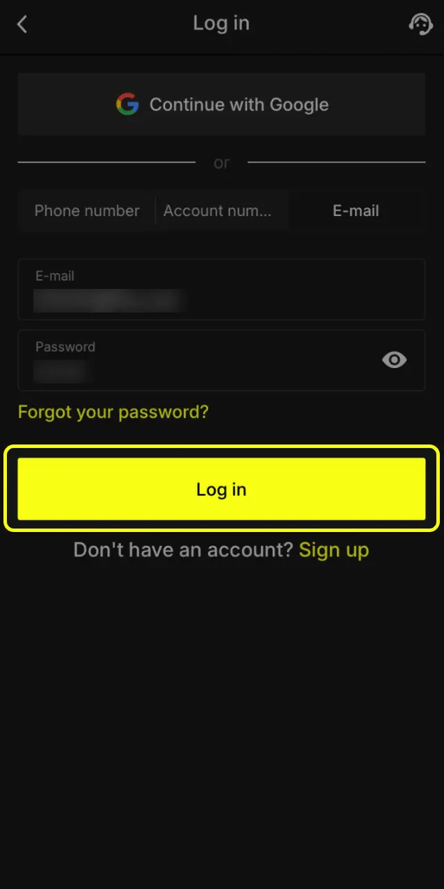 Tap the Parimatch icon on your home screen and enter your credentials to log in.