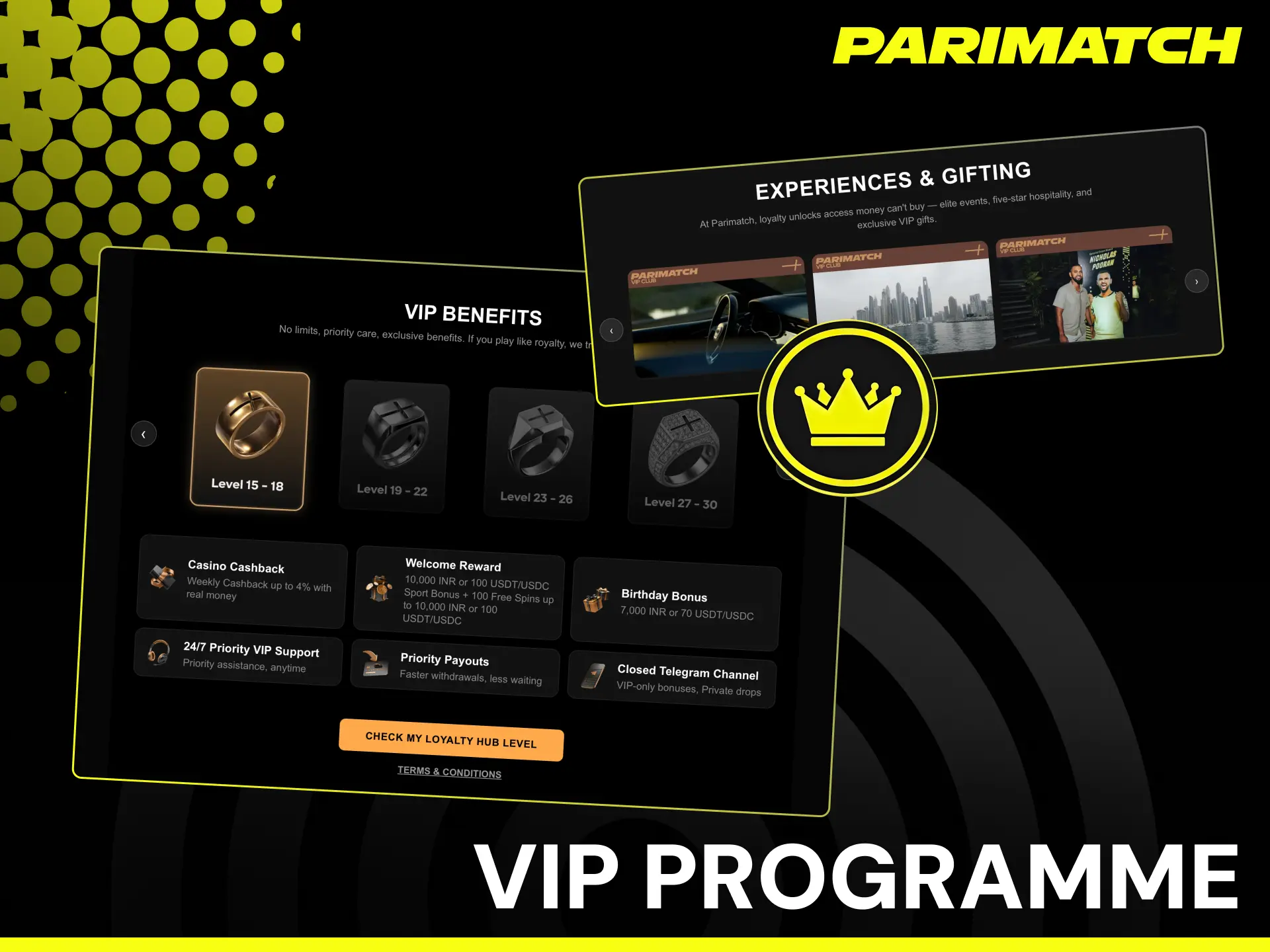 Parimatch VIP programme with levels, cashback, and exclusive rewards for Indian players.