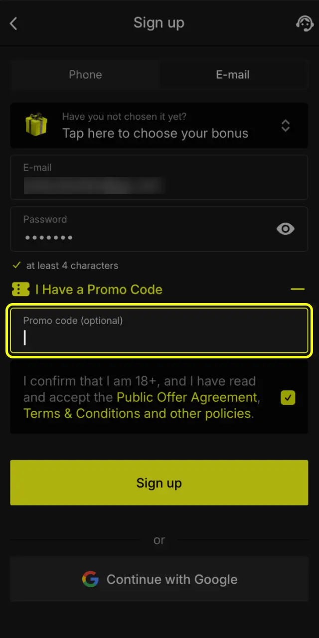 Register on Parimatch India with phone, email, or Google and enter FREESPIN for casino bonus.