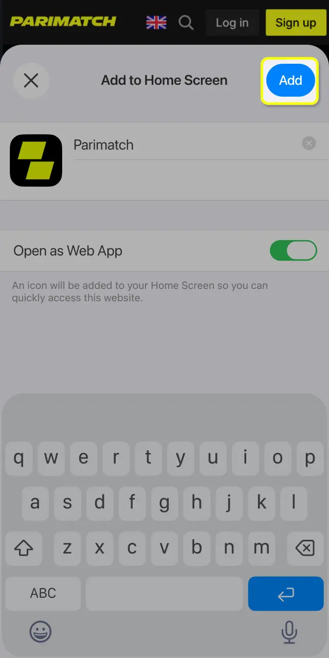 Install Parimatch PWA on Android via Chrome or iOS via Safari to enter promo code FREESPIN.