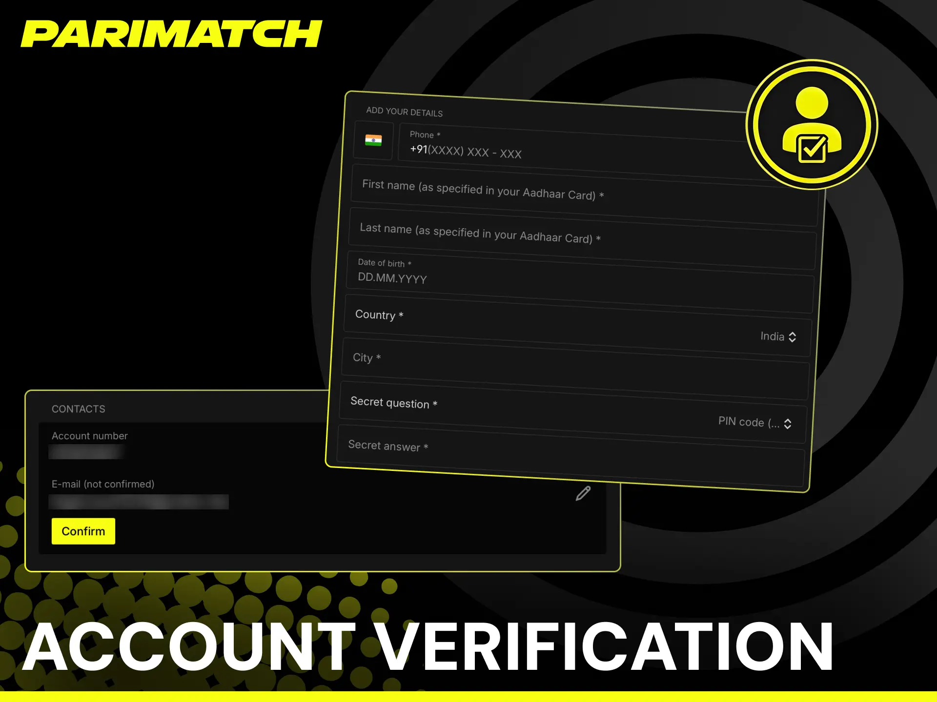 KYC verification process in Parimatch app with Aadhaar, PAN, or passport documents.